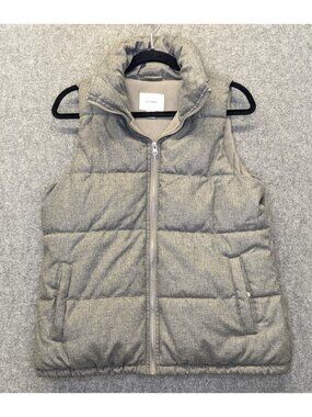 Old Navy Womens Medium Gray Puffer Vest Zip Front Warm Outerwear Jacket